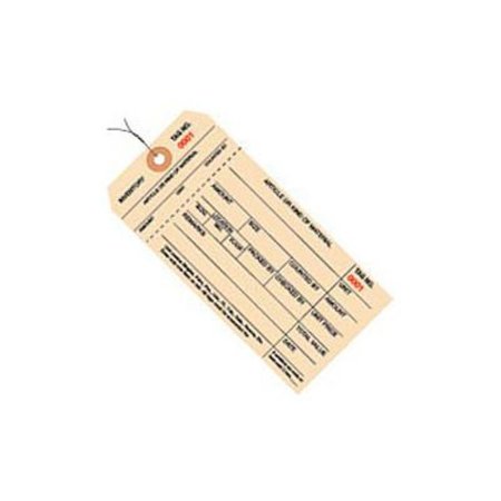 BOX PACKAGING 1 Part Stub Style Inventory Tags, 3000-3999, Pre Wired, #8, 6-1/4"L x 3-1/8"W, 1000/Pack G18043